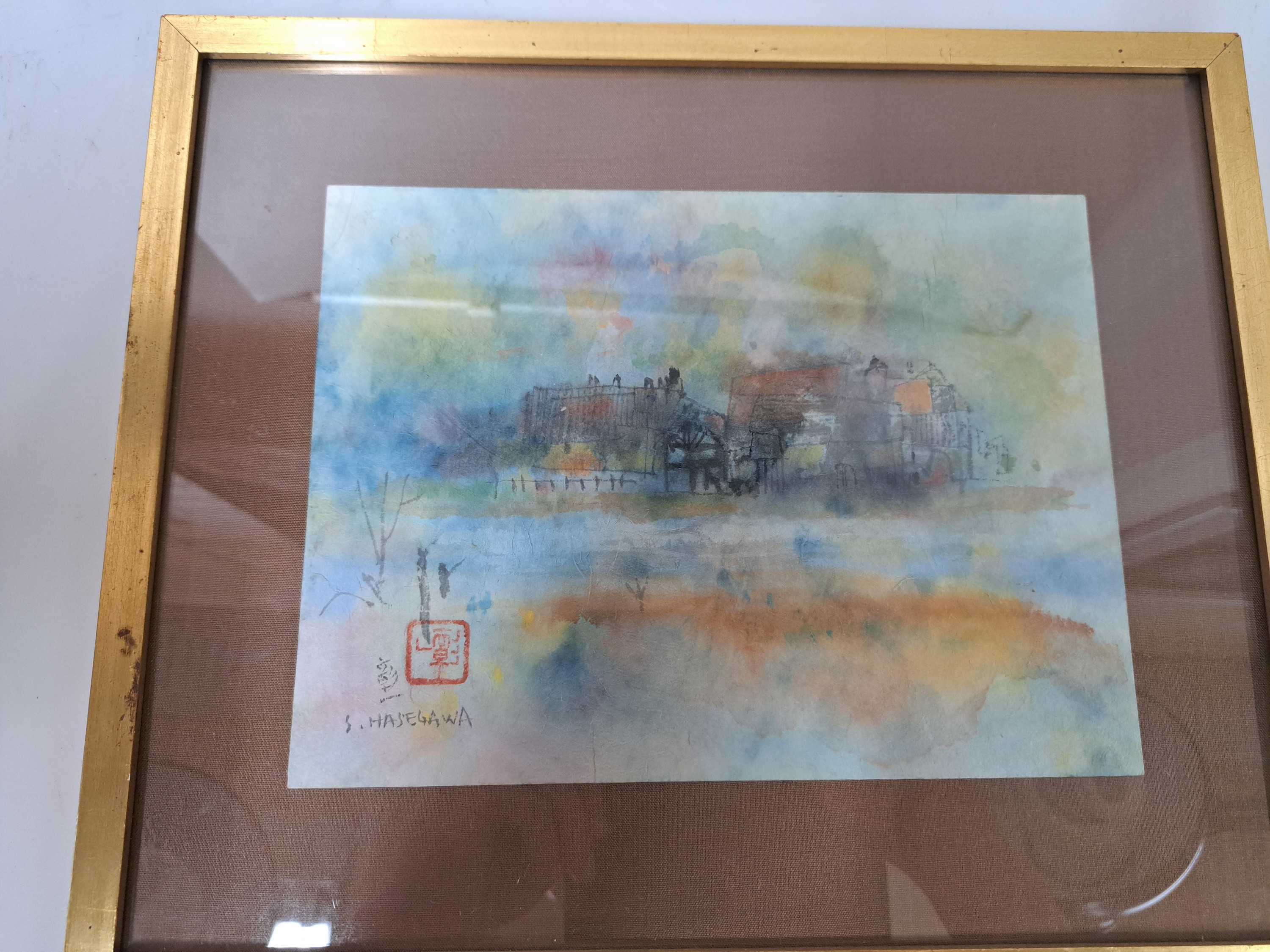 Detail a: Shoichi Hasegawa, 1929 Yaizu-2023 Paris, Aquarell, Stadtlandschaft, links unten signiert und gestempelt, Blatt 17x23 cm, unter Glas gerahmt 26x33 cm