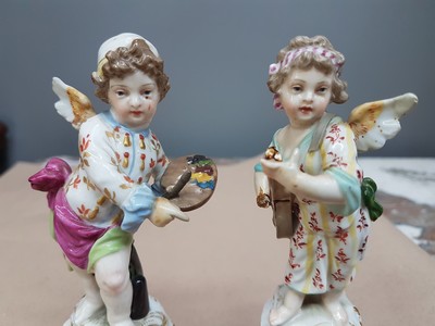 Image 27068105e - Paar Porzellanfiguren, KPM Berlin, um 1900, verkleidete Amoretten Musikant und Maler, ...