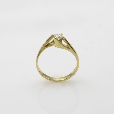 27068131a - Ring mit Brillant, GG 585/000, Brill. in Krappenfassung ca. 0.28 ct Weiß/p, ...