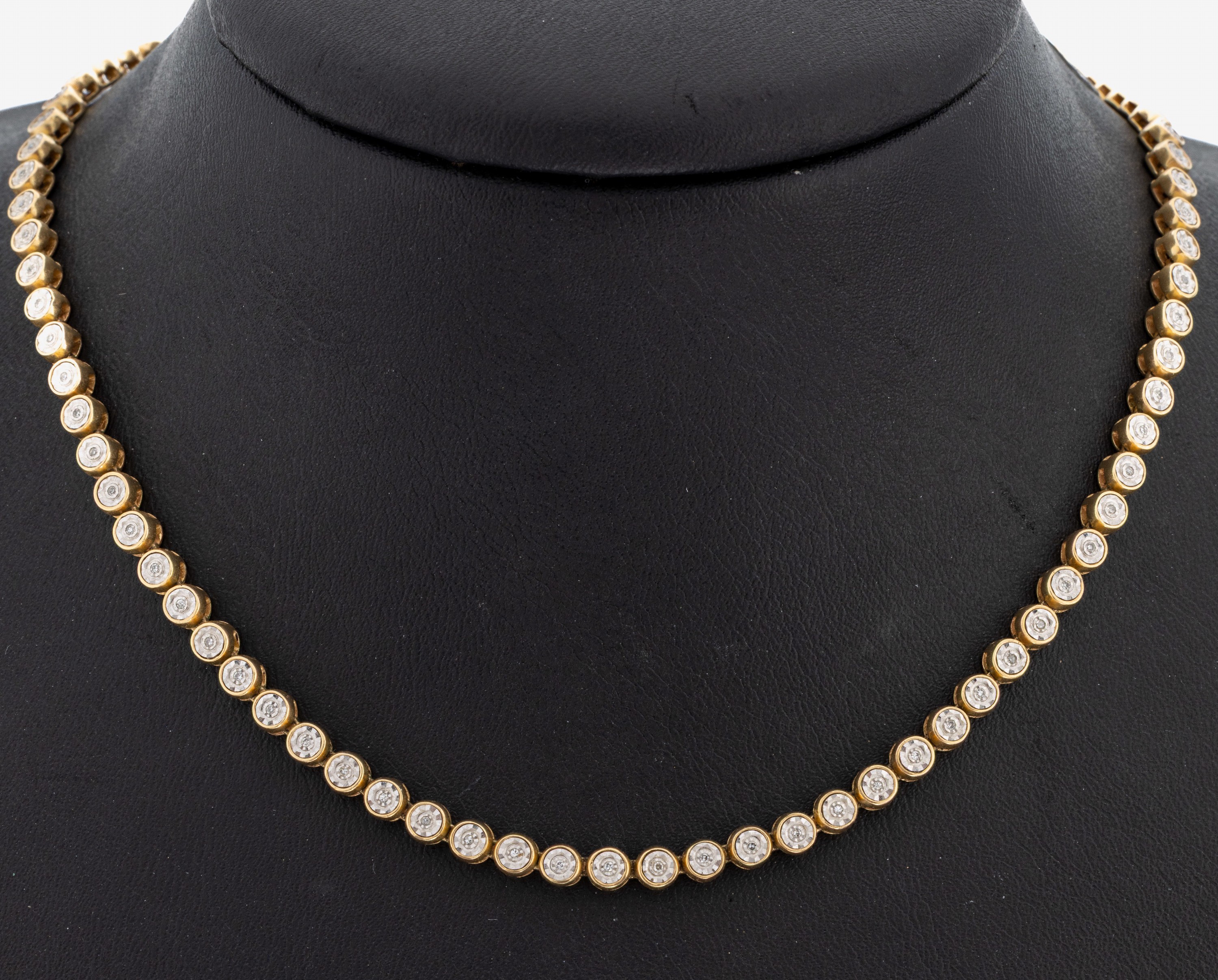 Image 27068393 - 14 kt Gold Diamant-Collier, GG 585/000, 8/8-Diamanten in rhod. Fassungen zus. ca. ...