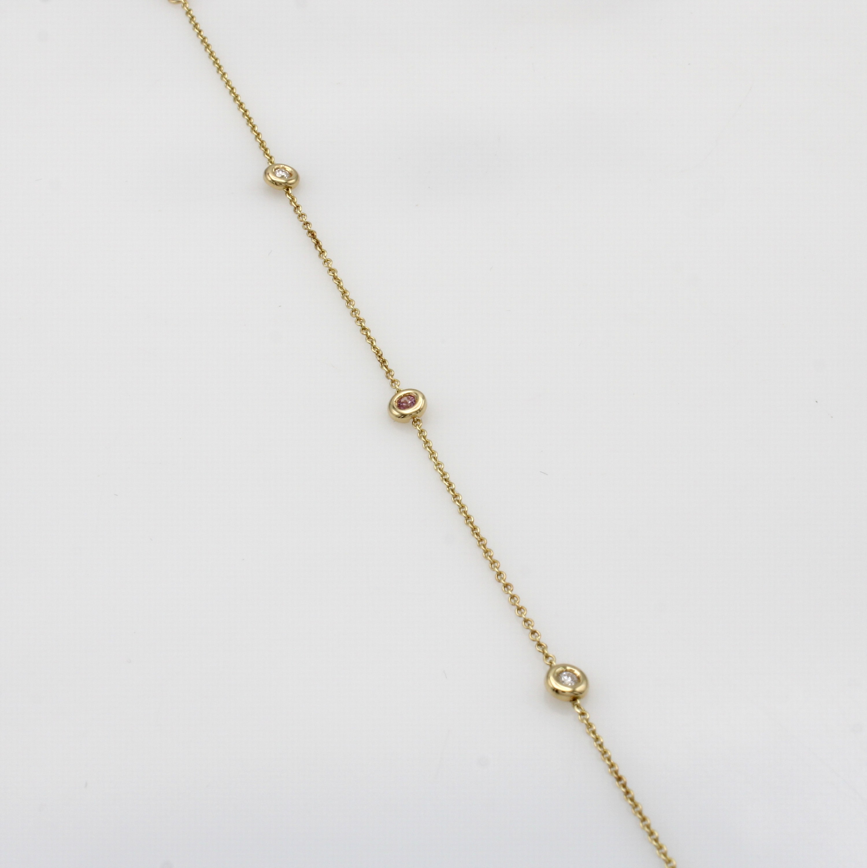 Image 27068394 - Armband mit Saphir und Brillanten, GG 585/000, rosa Saphir in Zargenfassung, 2 Brill. ...