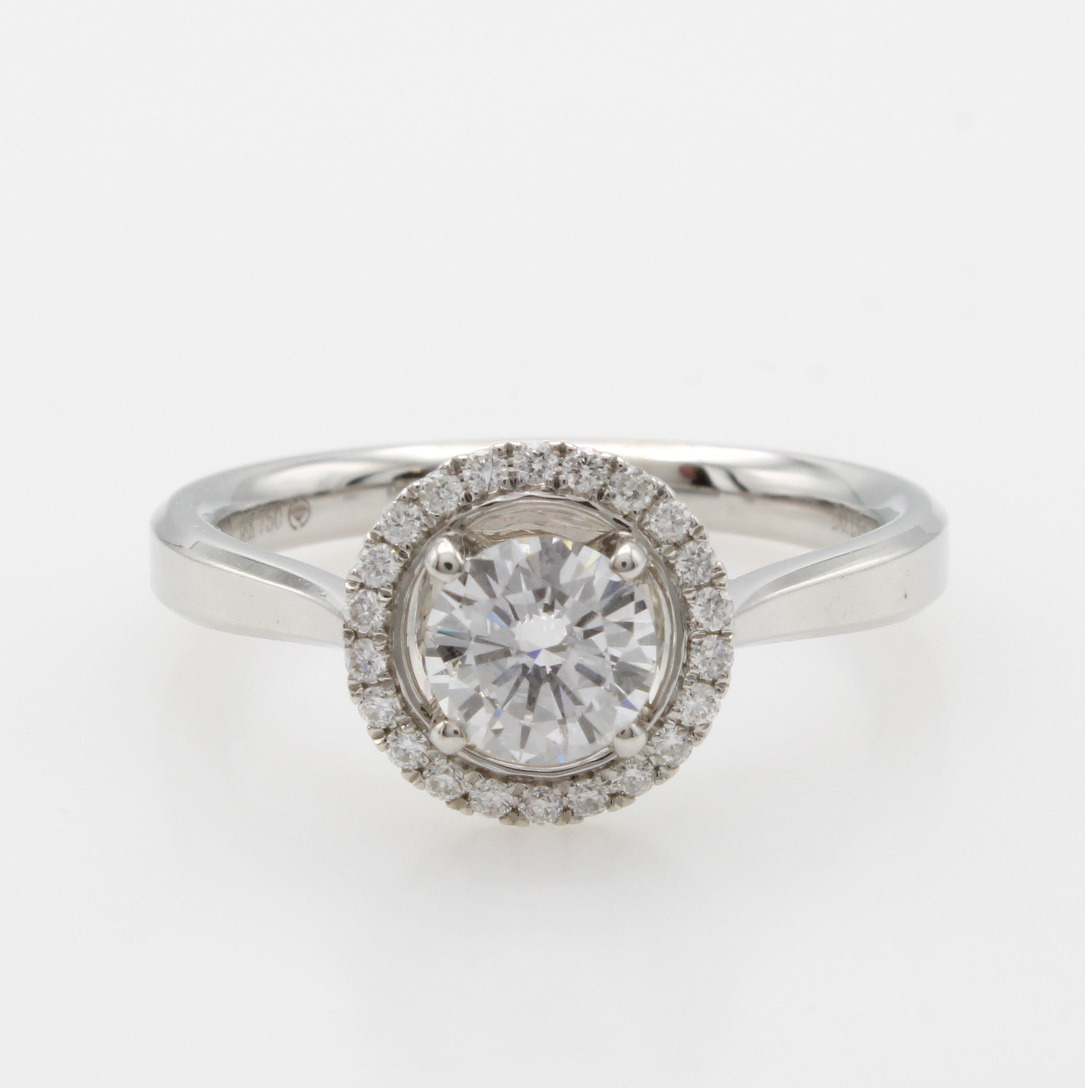 Image 27068404 - Ring mit Brillanten, WG 750/000, Mittelstein 0.60 ct hochfeines Weiß/vvs, Besatzbrill. ...