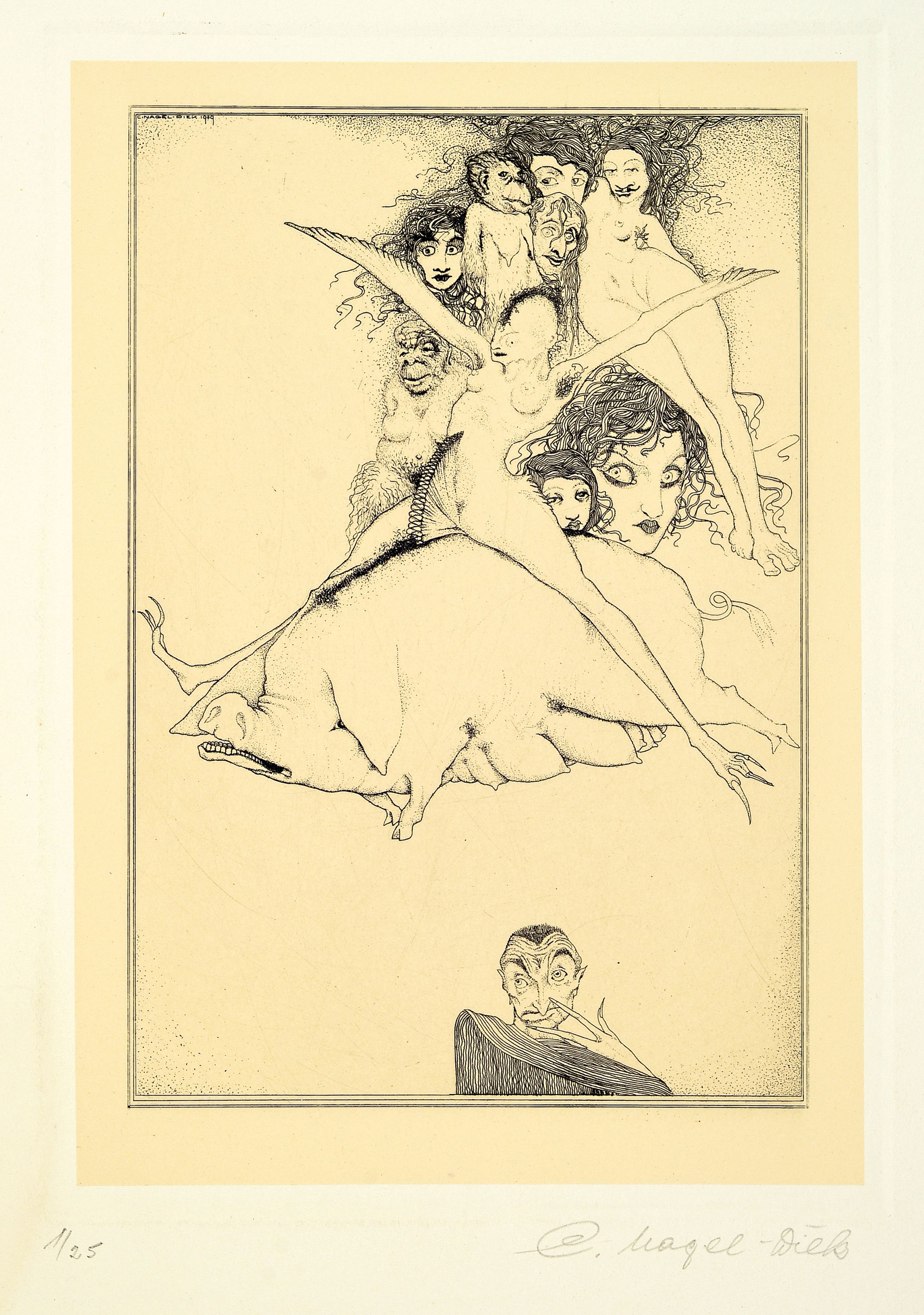 Image 27068407 - Carl Nagel-Diek, Illustrator Anfang des 20.Jh., 4 Radierungen, Motive zu J.W. Goethes ...