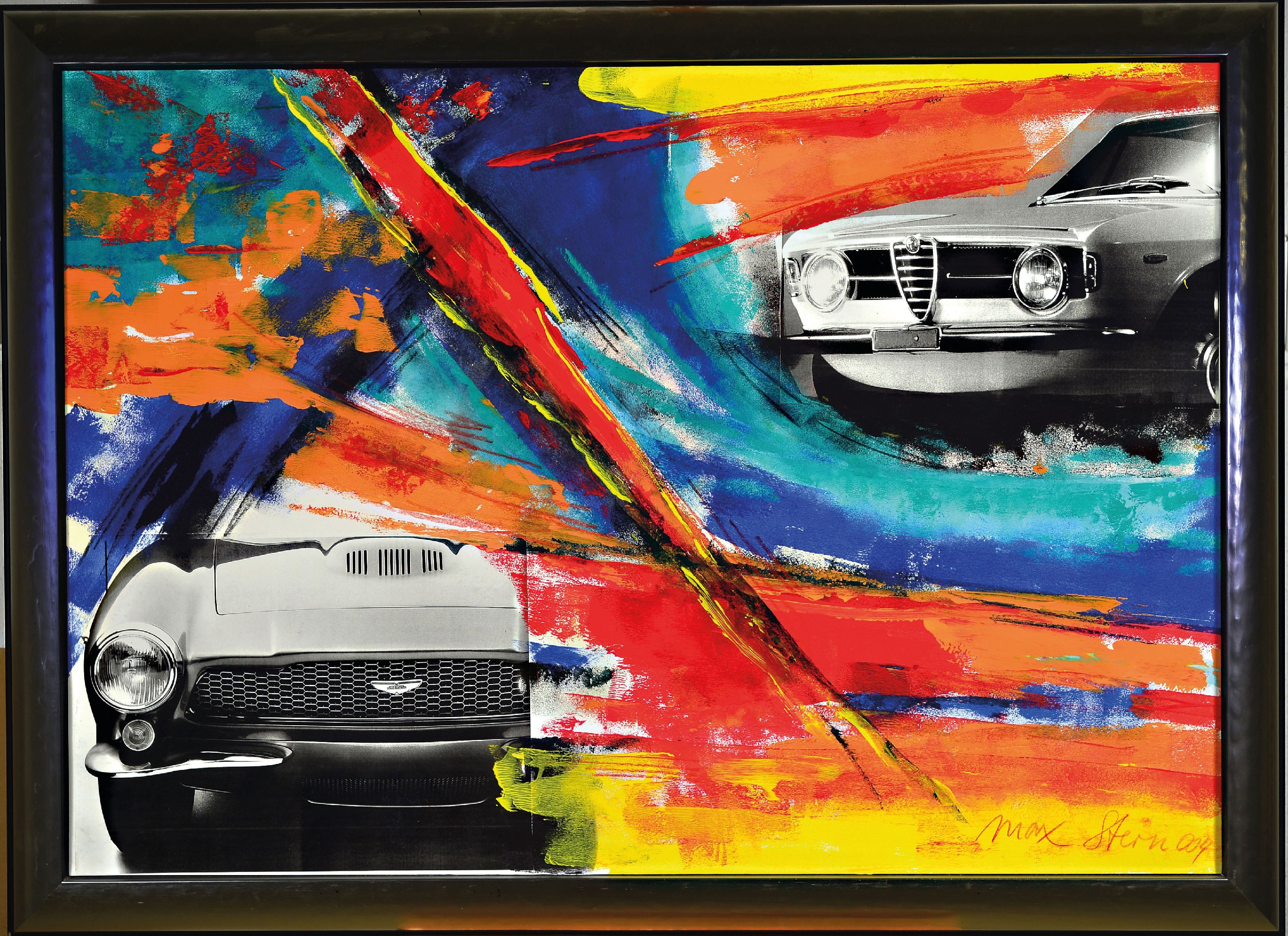 Detail k: Max Stern, geb. 1868 München, Collage aus der Serie Fahrzeugbilder, Acryl und Papier auf Malkarton, rechts unten sign. und dat. 2003, ca. 70x100cm, ...