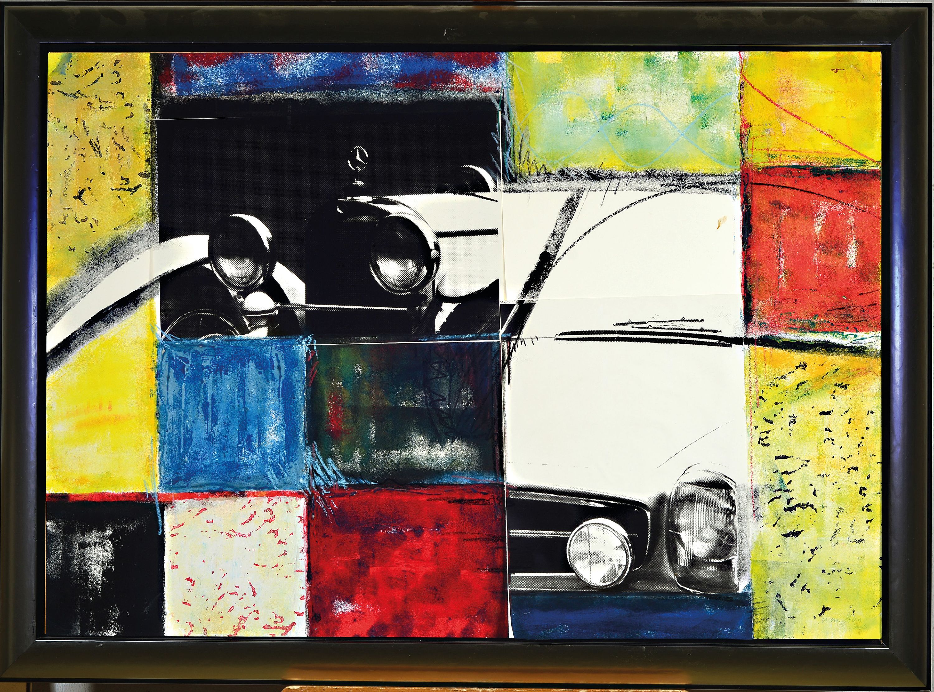Detail k: Max Stern, geb. 1868 München, Collage aus der Serie Fahrzeugbilder, Acryl und Papier auf Malkarton, rechts unten sign. und dat. 2003, ca. 70x100cm, ...