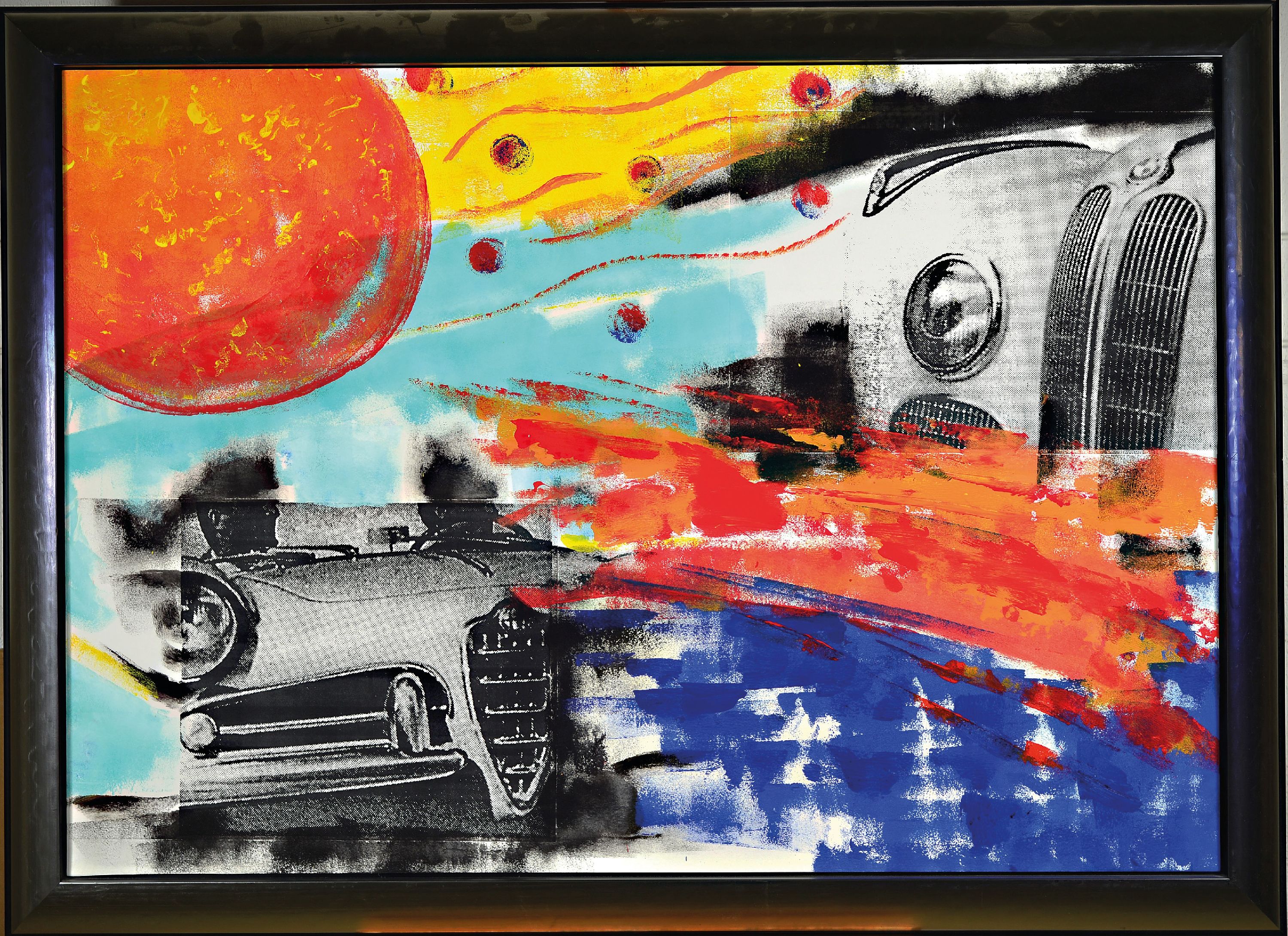 Detail k: Max Stern, geb. 1868 München, Collage aus der Serie Fahrzeugbilder, Acryl und Papier auf Malkarton, rechts unten sign. und dat. 2003, ca. 70x100cm, ...