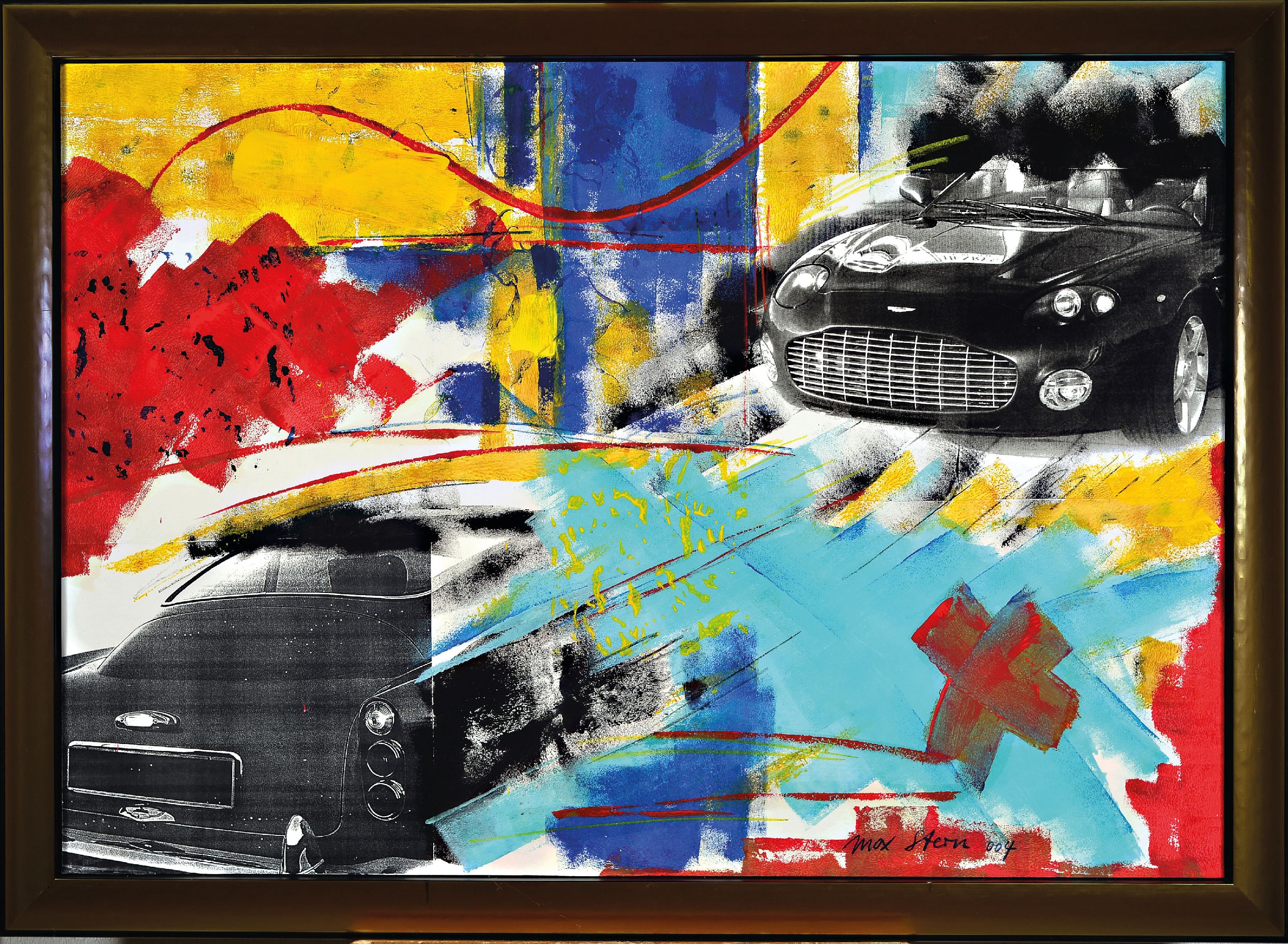 Detail k: Max Stern, geb. 1868 München, Collage aus der Serie Fahrzeugbilder, Acryl und Papier auf Malkarton, rechts unten sign. und dat. 2003, ca. 70x100cm, ...