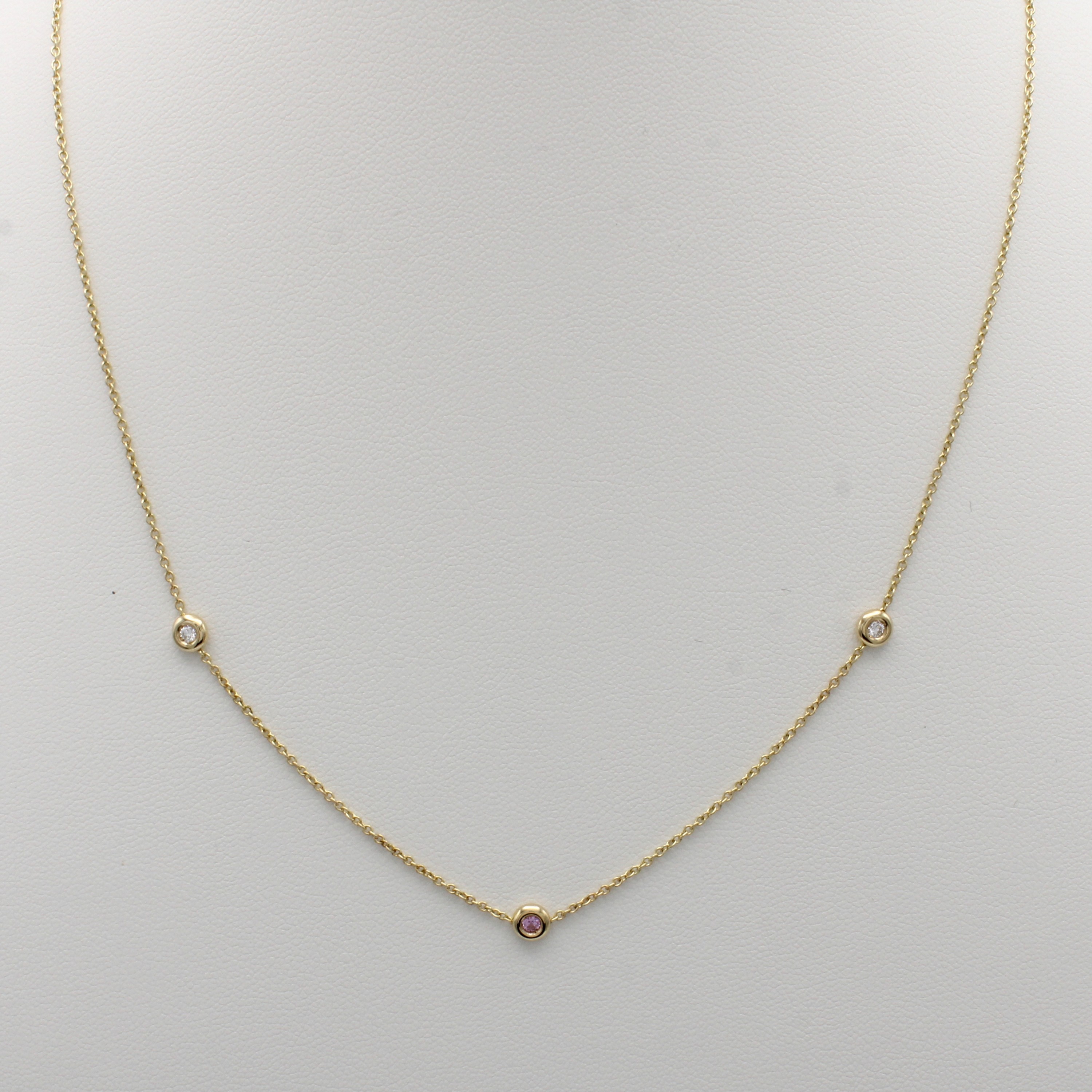 Image 27068426 - Kette mit Saphir und Brillanten, GG 585/000,rosa Saphir, 2 Brill. zus. ca. 0.06 ct ...