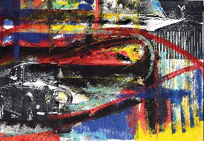 Image Max Stern, geb. 1868 München, Collage aus der Serie Fahrzeugbilder, Acryl und Papier ...