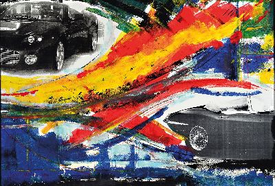 Image Max Stern, geb. 1868 München, Collage aus der Serie Fahrzeugbilder, Acryl und Papier ...