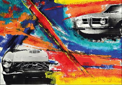 Image Max Stern, geb. 1868 München, Collage aus der Serie Fahrzeugbilder, Acryl und Papier ...