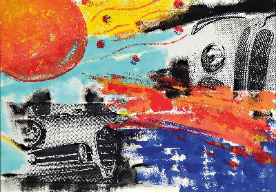 Image Max Stern, geb. 1868 München, Collage aus der Serie Fahrzeugbilder, Acryl und Papier ...