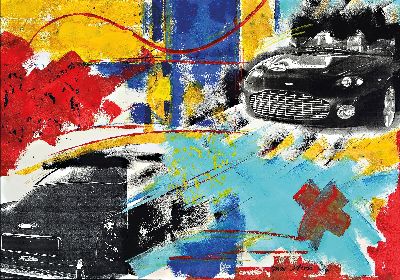 Image Max Stern, geb. 1868 München, Collage aus der Serie Fahrzeugbilder, Acryl und Papier ...