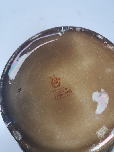 27068465f - Vase and planter, Zsolnay, Hungary, ceramic, brown ground, surrounding floral decoration, ...