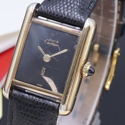 27068468a - CARTIER Tank Damenarmbanduhr in vergoldeten Sterlingsilber-Gehäuse, Handaufzug, ...