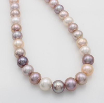 Image Süßwasserzuchtperlenstrang, sog. Mingperlen, aprikot-, rosé-, fliederf. u. weiße ...