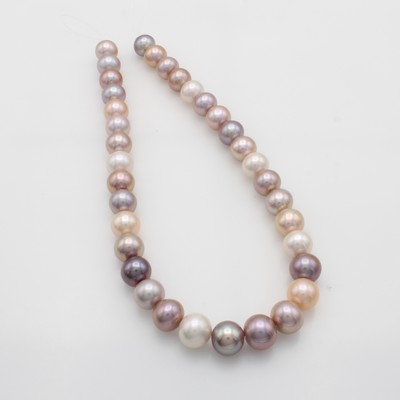 27068774a - Süßwasserzuchtperlenstrang, sog. Mingperlen, aprikot-, rosé-, fliederf. u. weiße ...