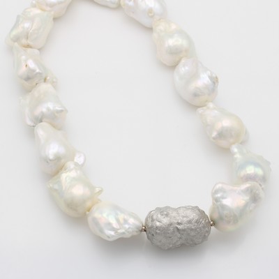 Image Süßwasserzuchtperlenkette, sog. Monsterperlen, Wechselschl. 925er Silber, barocke, ...