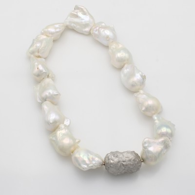 27068775a - Süßwasserzuchtperlenkette, sog. Monsterperlen, Wechselschl. 925er Silber, barocke, ...