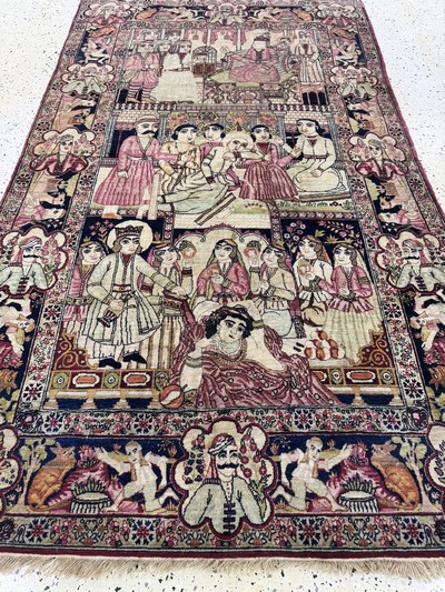 27068930g - Kerman´Lawar´antik, Persien, 19.Jhd, Wolle auf Baumwolle, ca. 220 x 135 cm, EHZ: 2 ...
