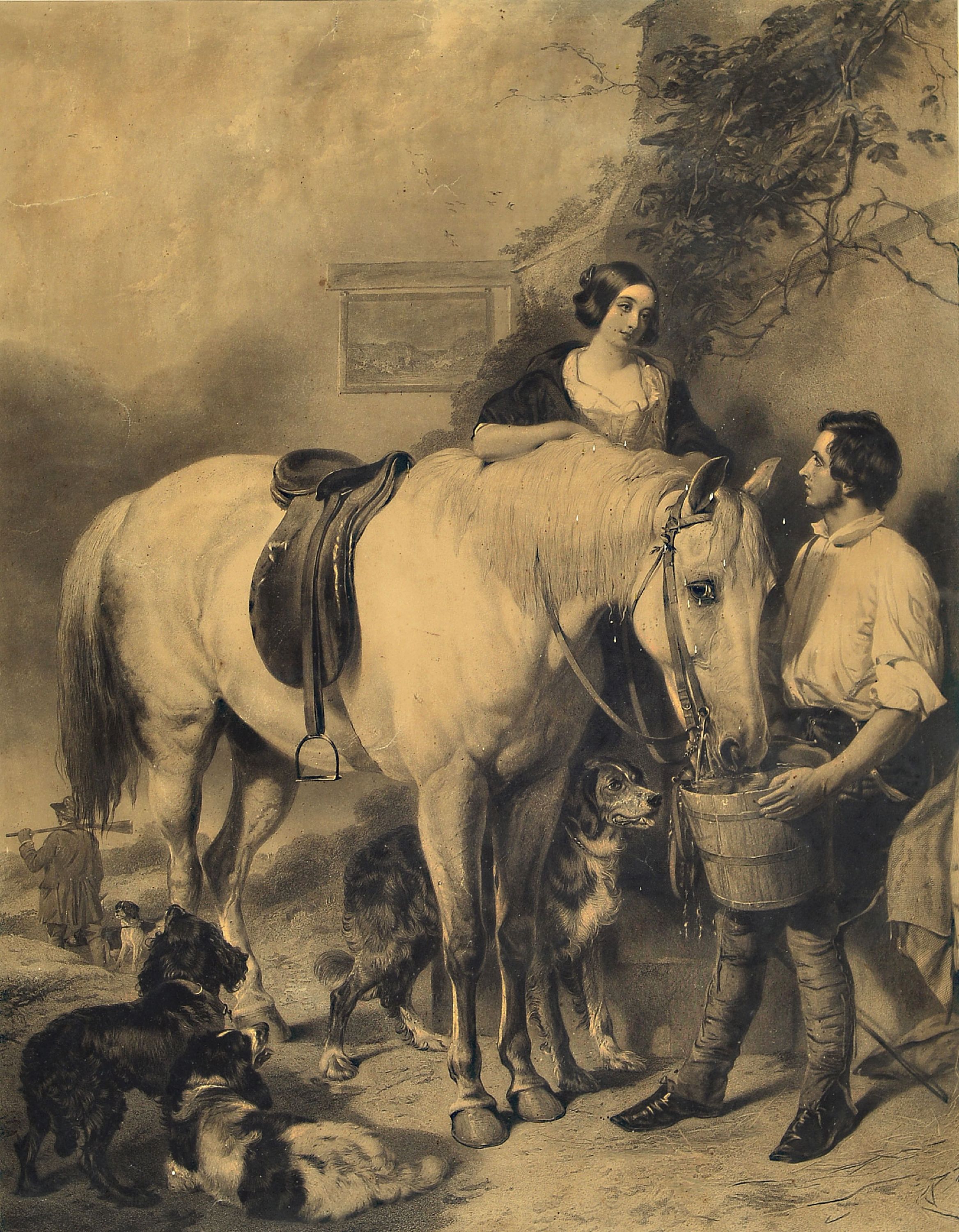 Image 27069027 - H.T. Ryall, zwei Lithograpien, nach R. Ansdel W.P. Fritti, Feeding the Horse´, zwei ...