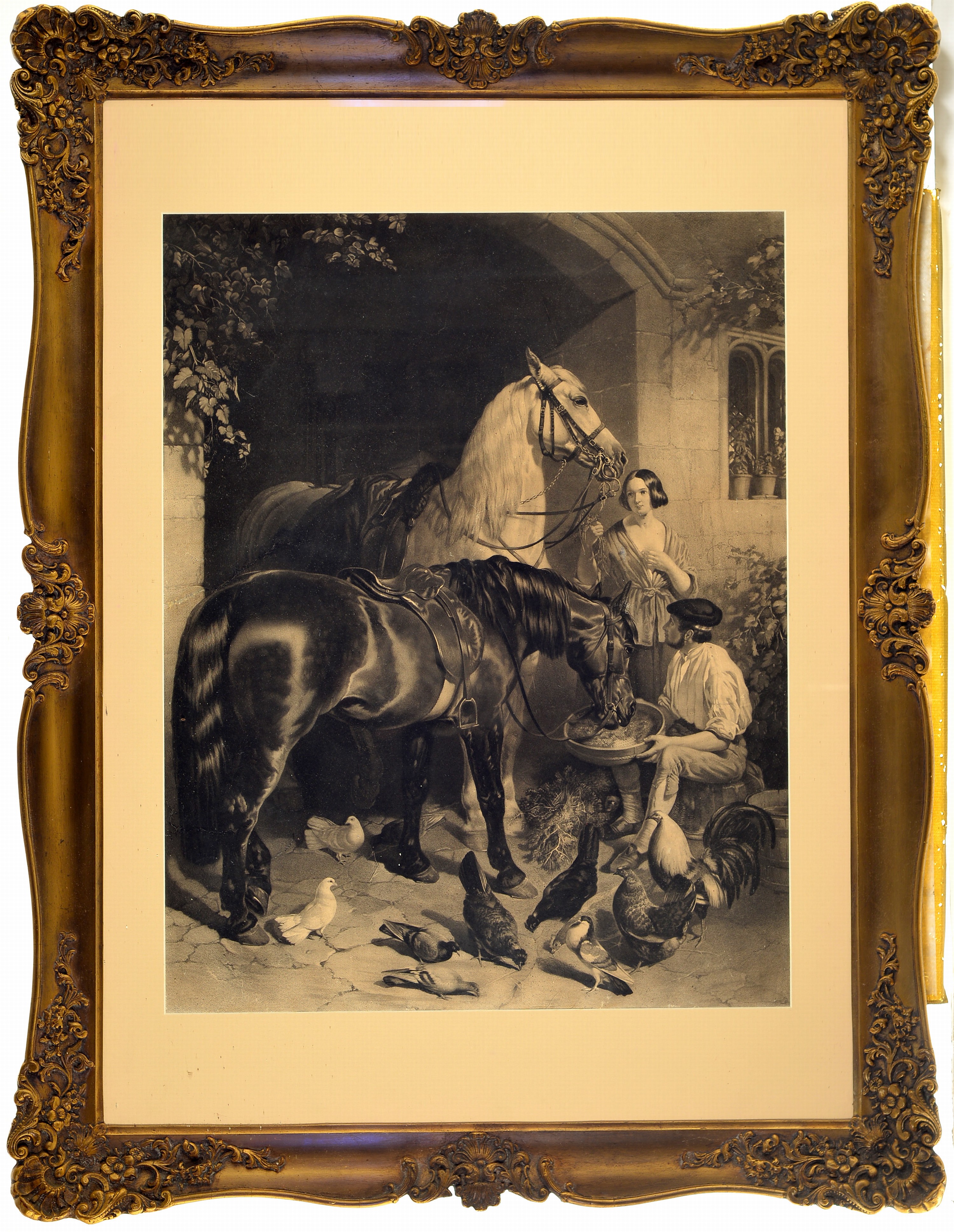Detail a: H.T. Ryall, zwei Lithograpien, nach R. Ansdel W.P. Fritti, Feeding the Horse", zwei Lithografien, Blätter mit l. Altersschäden, gebräunt, ...