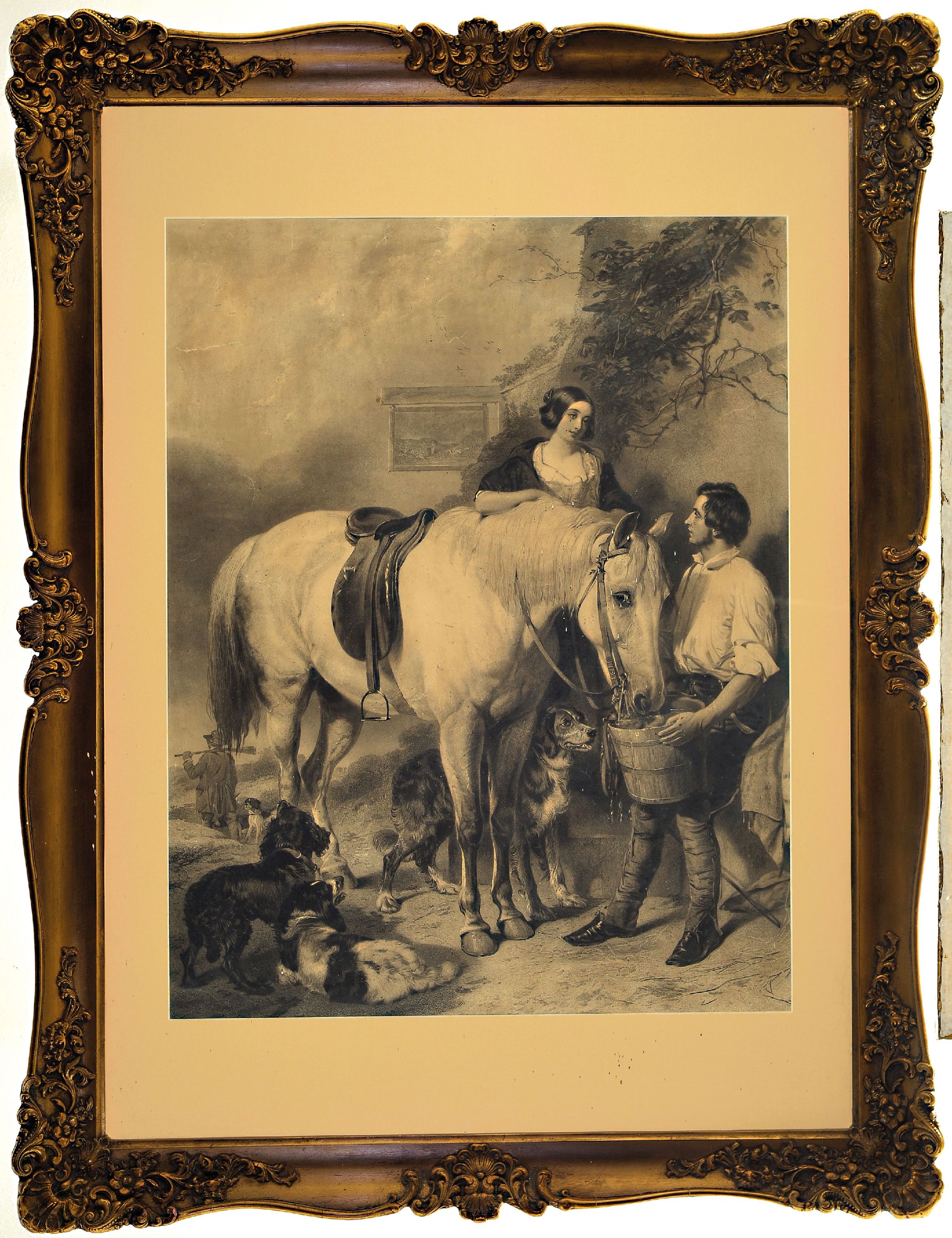 Detail k: H.T. Ryall, zwei Lithograpien, nach R. Ansdel W.P. Fritti, Feeding the Horse", zwei Lithografien, Blätter mit l. Altersschäden, gebräunt, ...