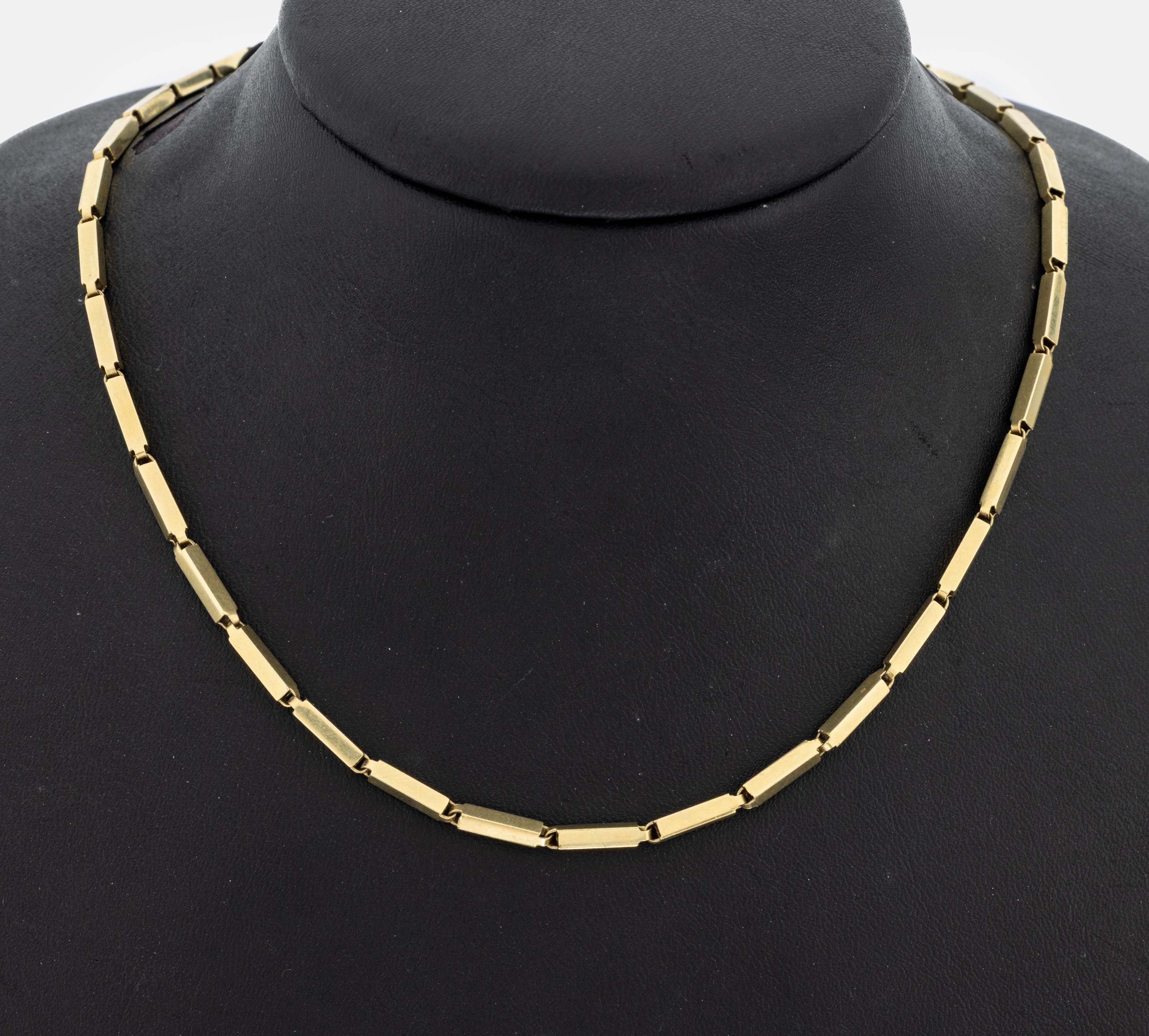 Image 27069094 - 14 kt Gold Collier, GG 585/000, längliche Glieder, L. variabel ca. 43-49 cm, ...