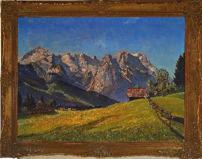 27069029k - Gottfried Niemann, 1882 Berlin-1945 Picher, Sommermorgen bei Garmisch, rückseitig so ...