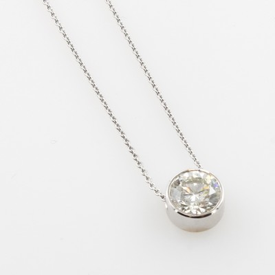 Image Anhänger mit Brillant an Kette, WG 750/000, Brill. in glatter Fassung 0.55 ct Weiß/si, ...
