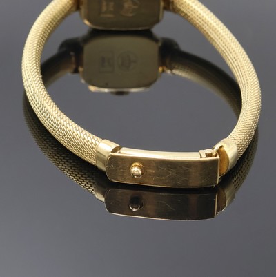 27069081c - Damenarmbanduhr in GG 585/000 mit Diamanten, Schweiz um 1960, Handaufzug, 2-teil. Geh. ...