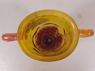 27069097s - Frühe Kantharos-Vase, Emile Galle, 1890-1900 , farbloses Glas, milchig weiß und gelb ...