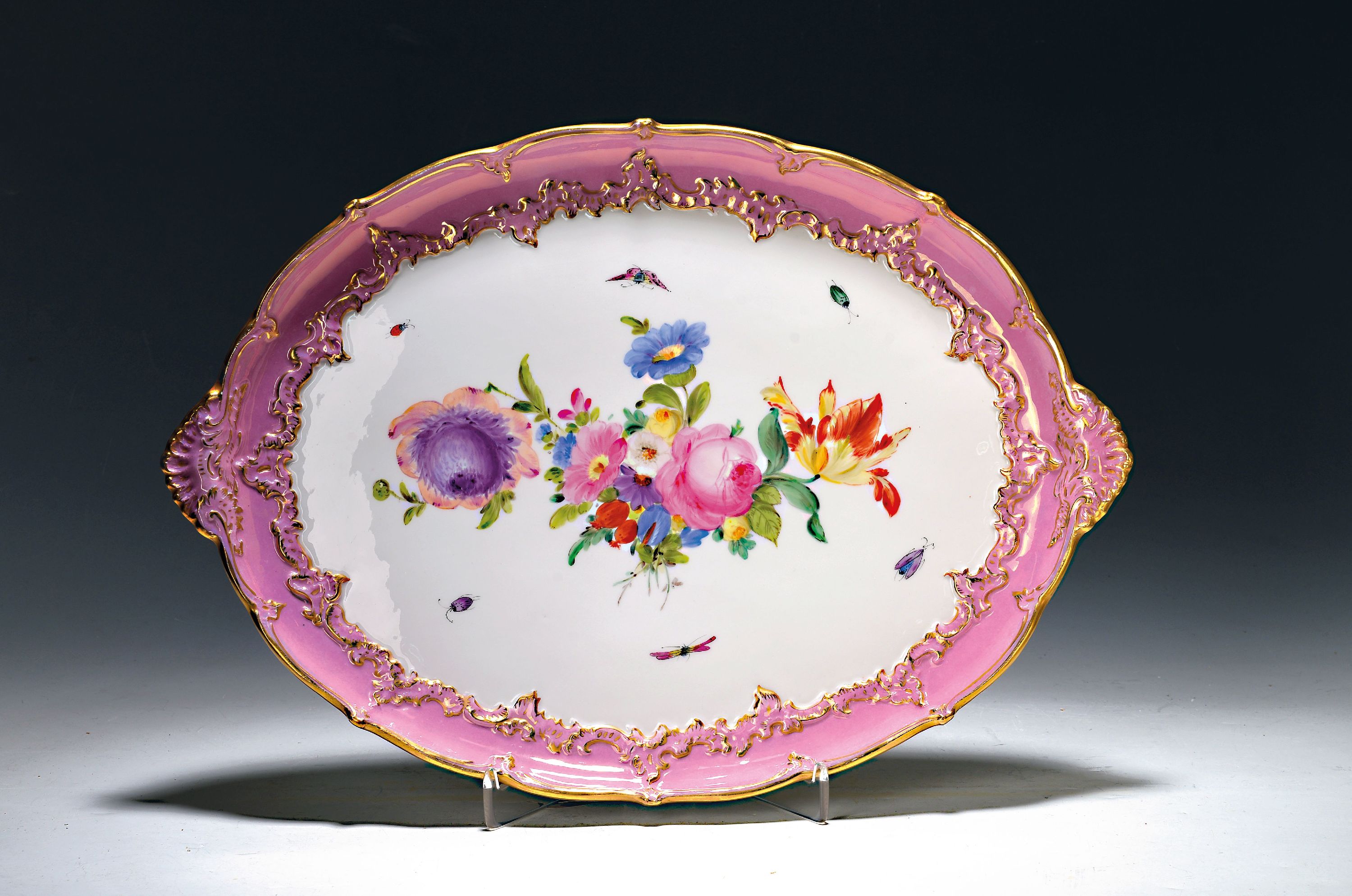 Image 27069109 - Tablett, Meissen, Knaufzeit, um 1880/90, 1. Wahl, Porzellan, breite Purpurkante, ...