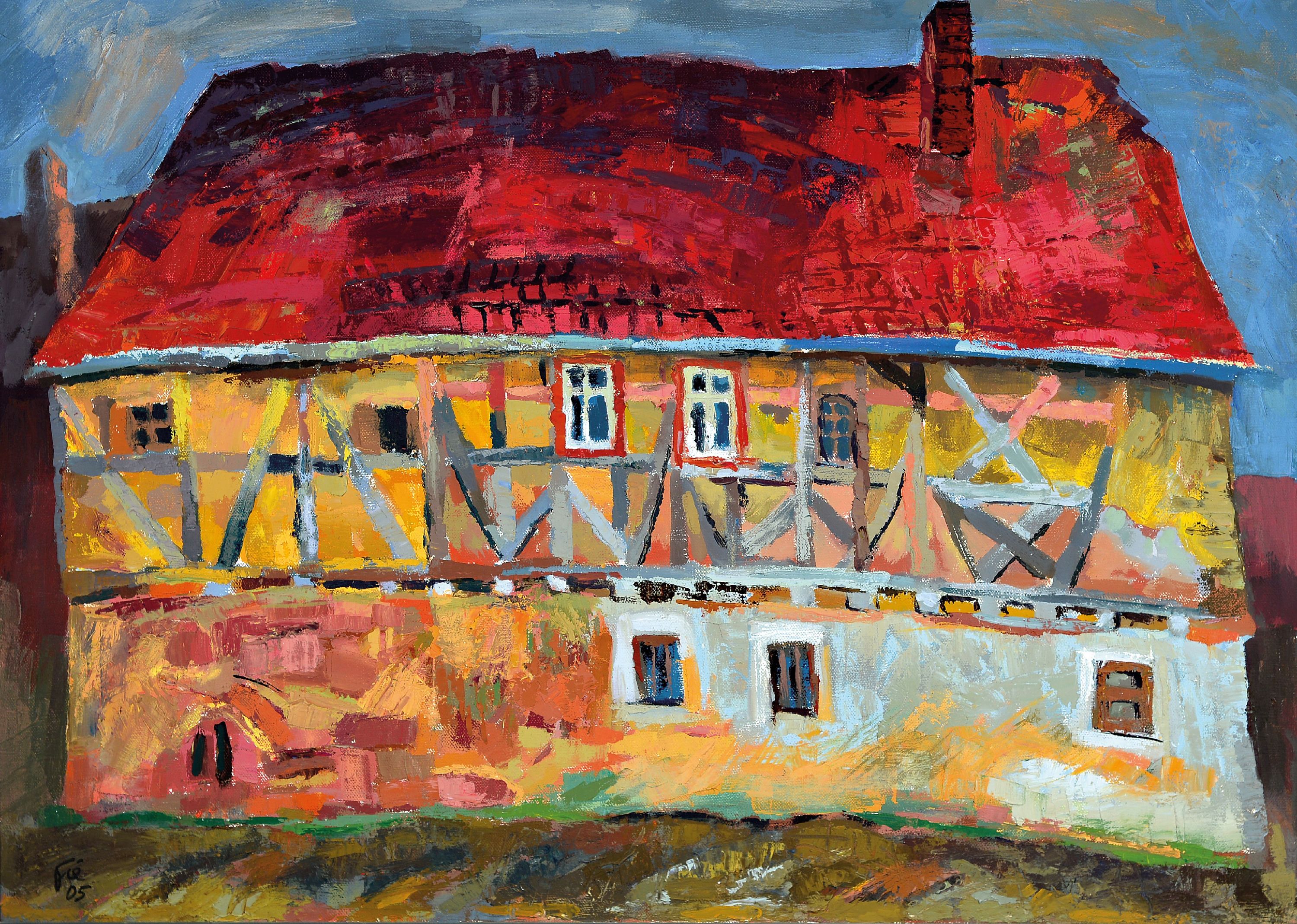 Image 27069115 - Jochen Fiedler, geb. 1962 Dresden, Hausgesicht Ilbesheim, rückseitig so betitelt, ...