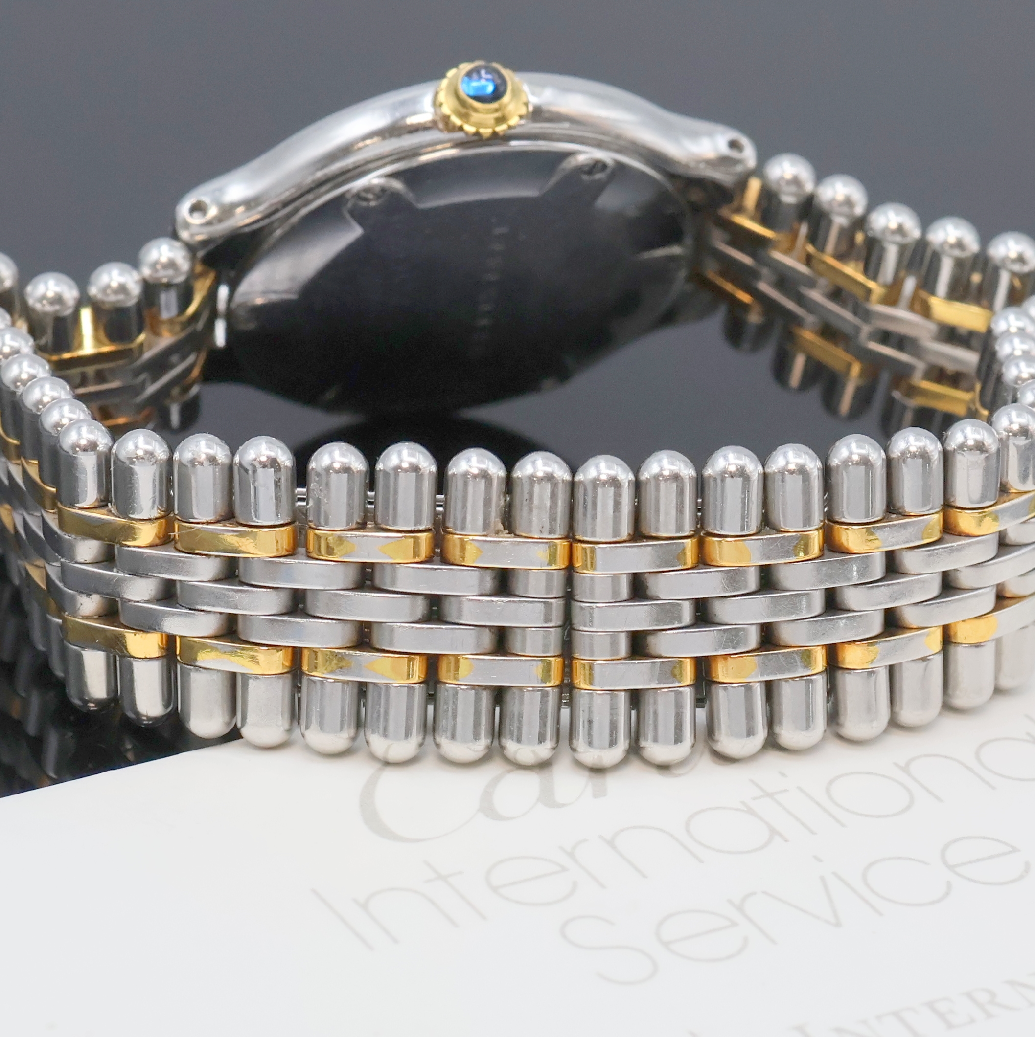Detail c: CARTIER Damenarmbanduhr Linie 21, Schweiz um 1998, quarz, Edelstahl/gold komb. Geh. inkl. Gliederband m. dopp. Faltschl., Boden 6-fach verschr., ...