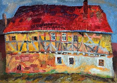 Image Jochen Fiedler, geb. 1962 Dresden, Hausgesicht Ilbesheim, rückseitig so betitelt, ...