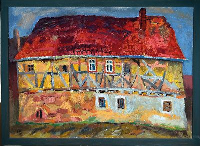 27069115k - Jochen Fiedler, geb. 1962 Dresden, Hausgesicht Ilbesheim, rückseitig so betitelt, ...