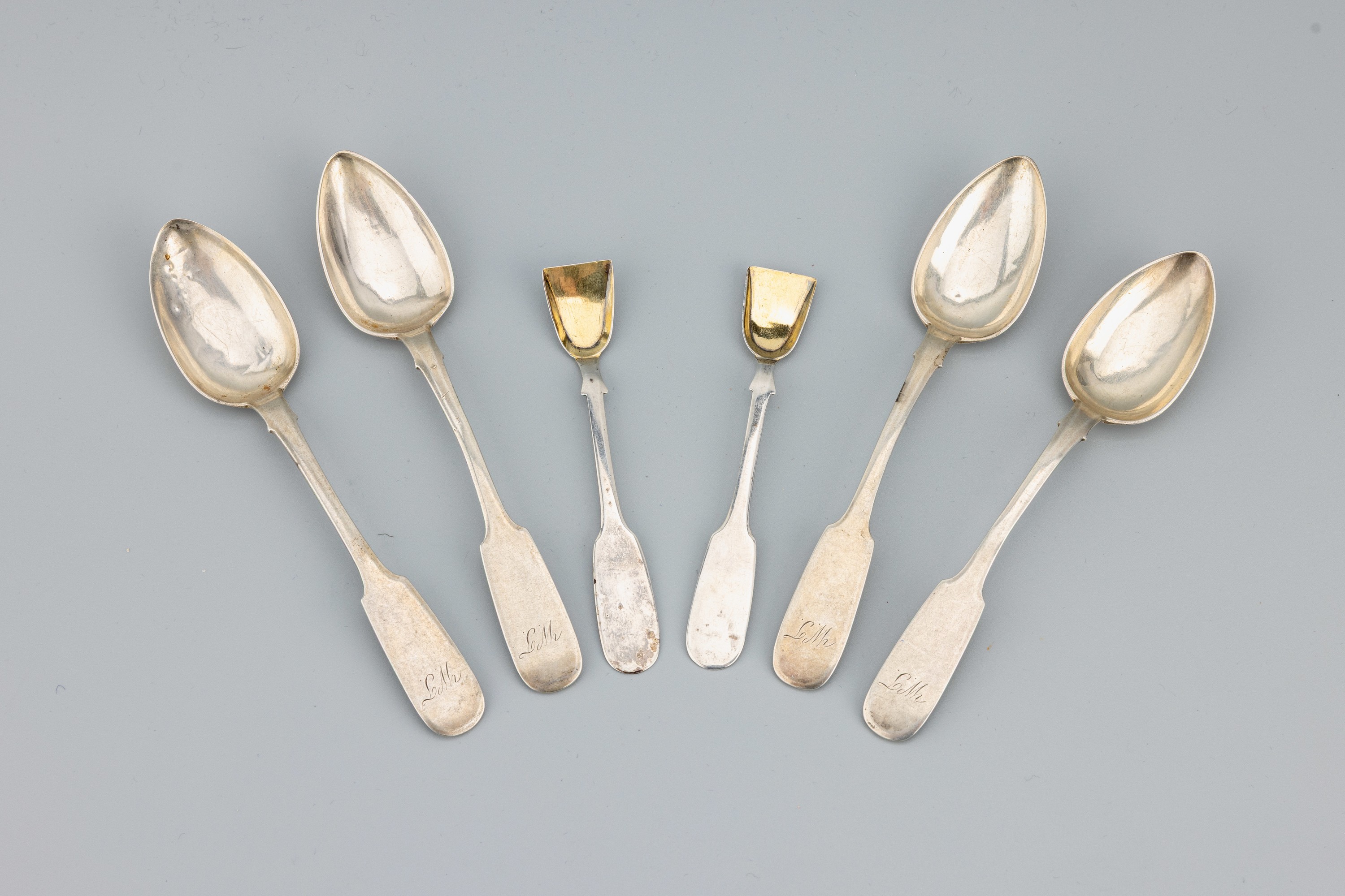 Image 27069264 - Set 6 Kaffeelöffel, Warschau 1870, 84er Silber, schlichtes zeitloses Design, ...