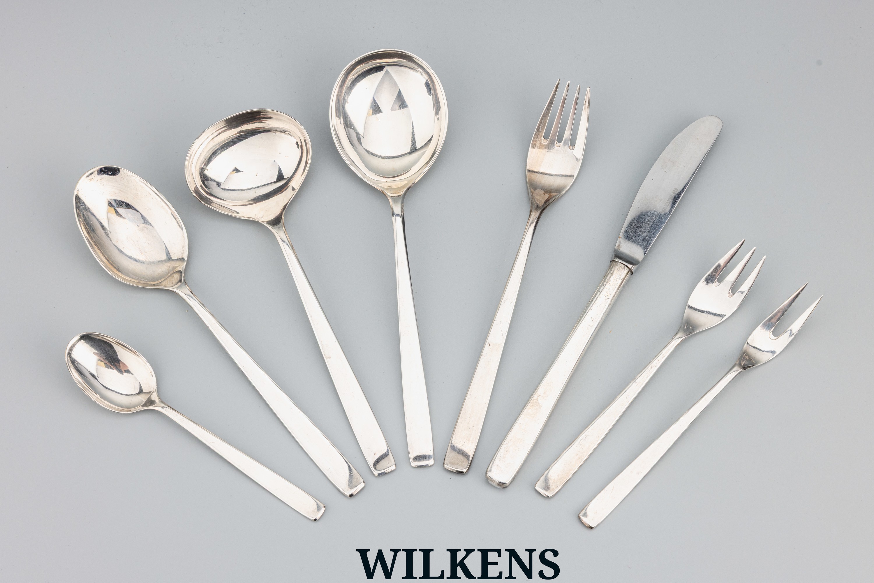 Image 27069286 - WILKENS Bremen Besteck, 800er Silber, vollständig für 6 Personen, schlichtes ...