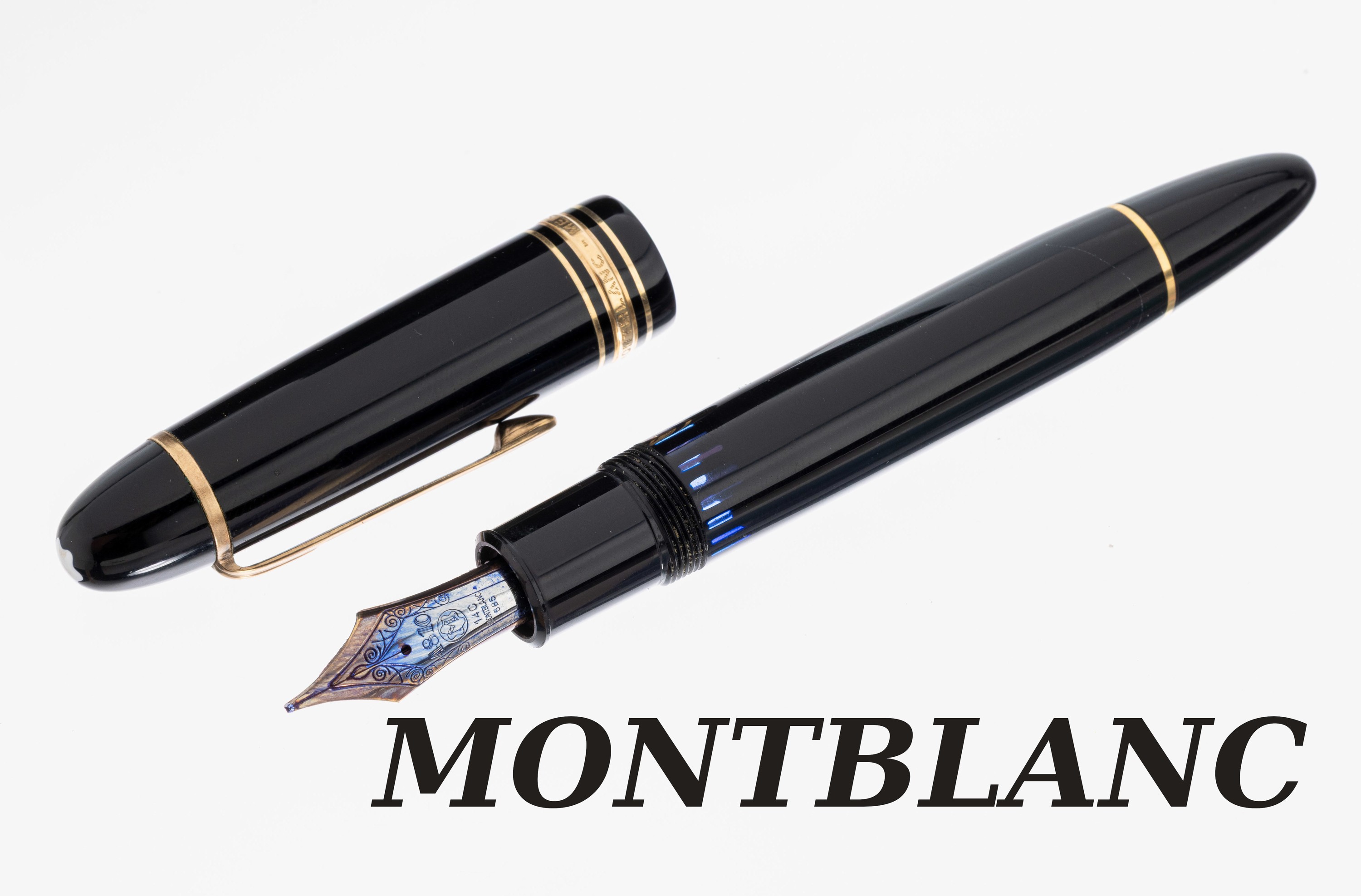 Image 27069725 - MONTBLANC fountain pen , Masterpiece, corpus black hard lacquer, appliques gilt, nib ...