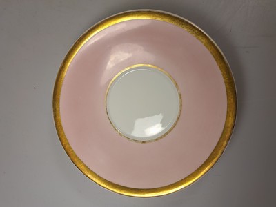 27069735a - Tasse mit Untertasse, deutsch, KPM Berlin, Mitte 19. Jh., Porzellan, altrosa Fond, in ...
