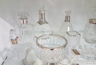 27069760a - 10 pieces of crystal glass with silver fittings, German, 20th century, colorless glass, ...