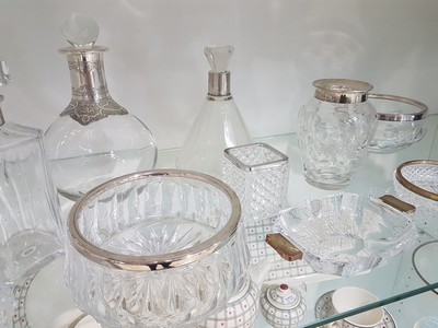 27069760b - 10 pieces of crystal glass with silver fittings, German, 20th century, colorless glass, ...