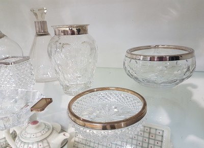 27069760c - 10 pieces of crystal glass with silver fittings, German, 20th century, colorless glass, ...