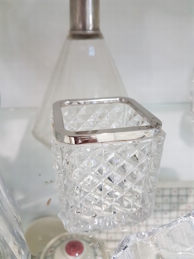 27069760e - 10 pieces of crystal glass with silver fittings, German, 20th century, colorless glass, ...