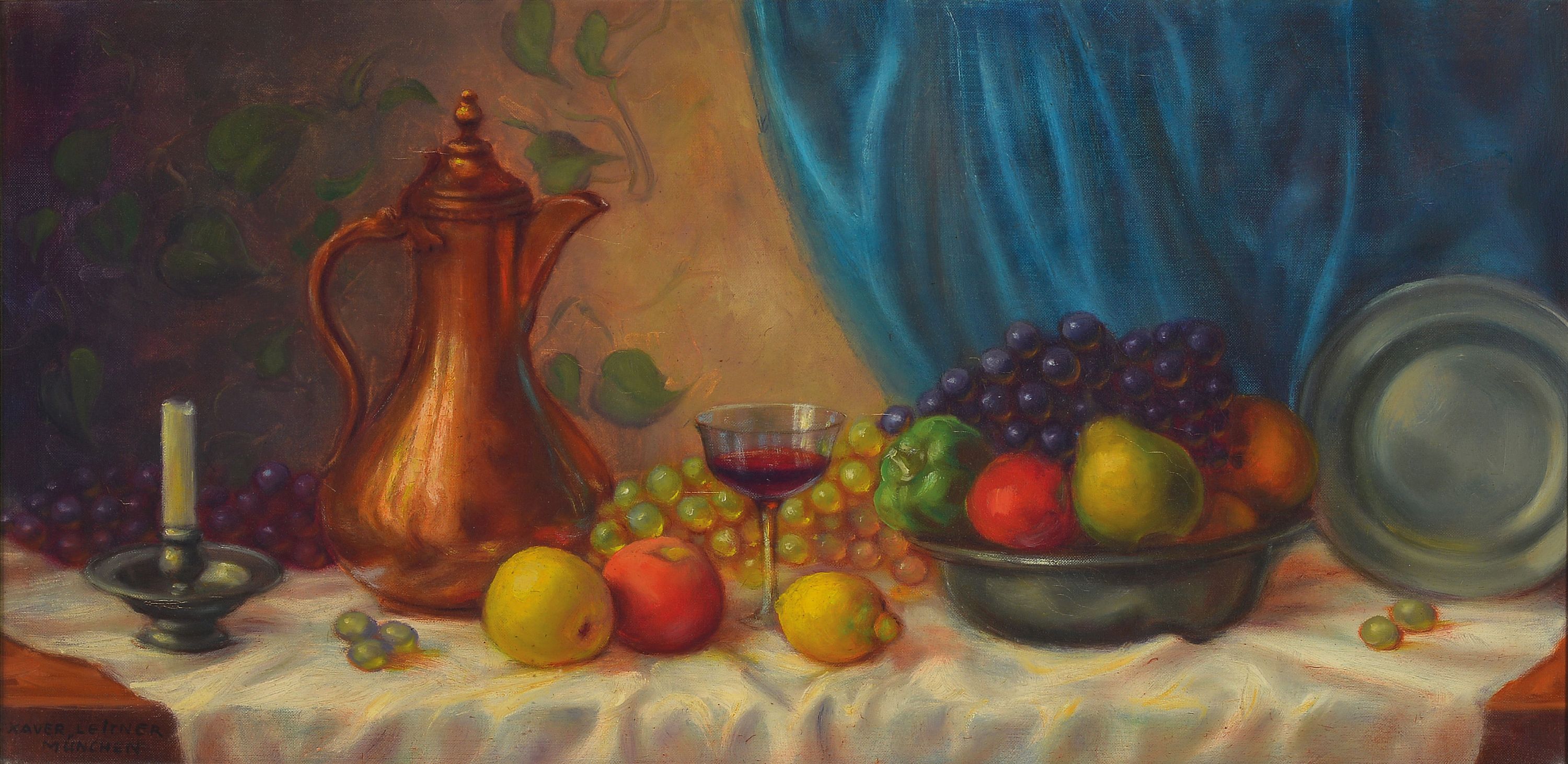 Image 27069819 - Xavier Leitner, geb.1925-?, Münchener Schule , Stillleben mit Früchten und ...