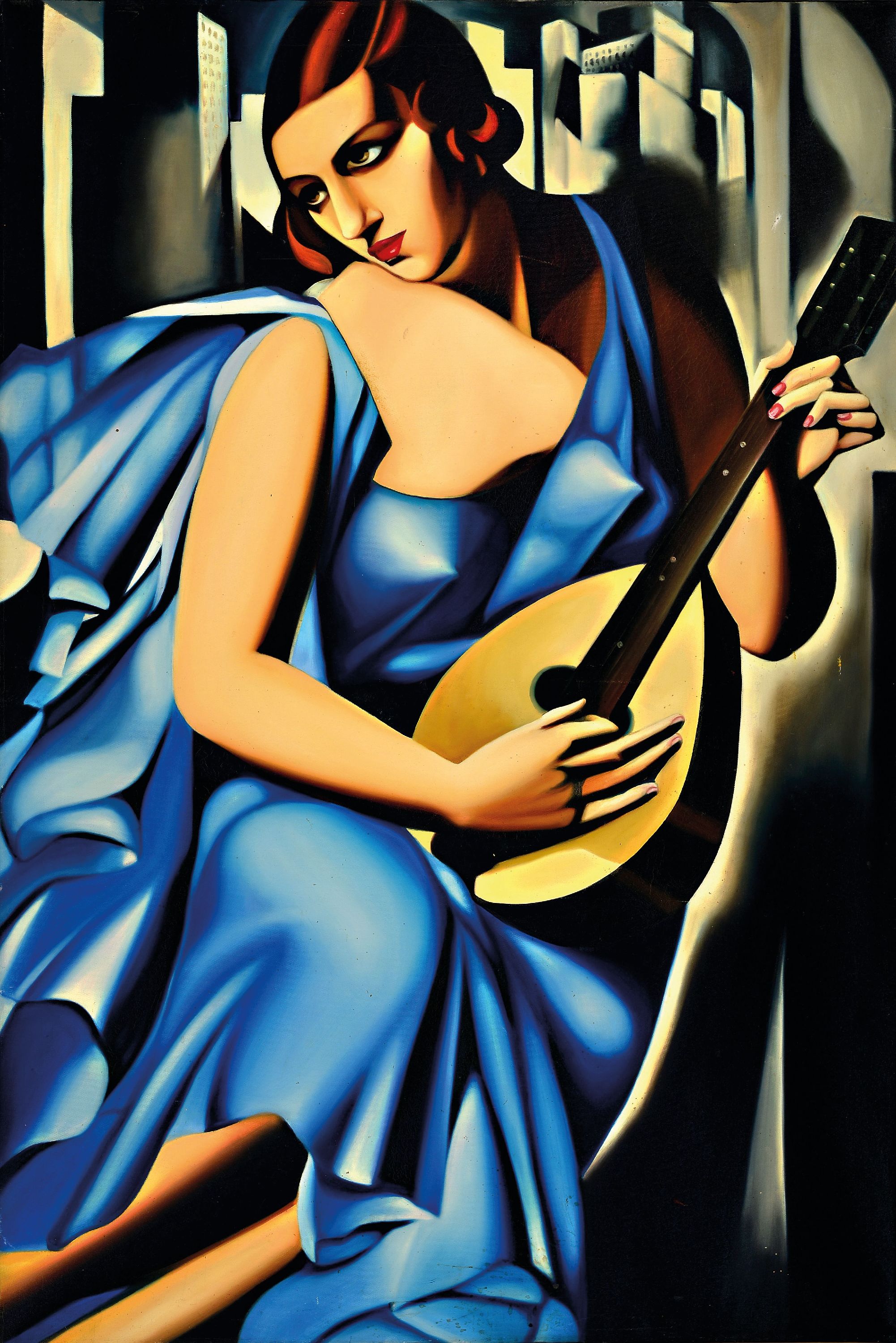 Detail k: Michael Frey, tätig in Landau, "für Tamara",Frauenbildnis im Stile Tamara Lempicka, Öl/Lwd ,100x80 cm