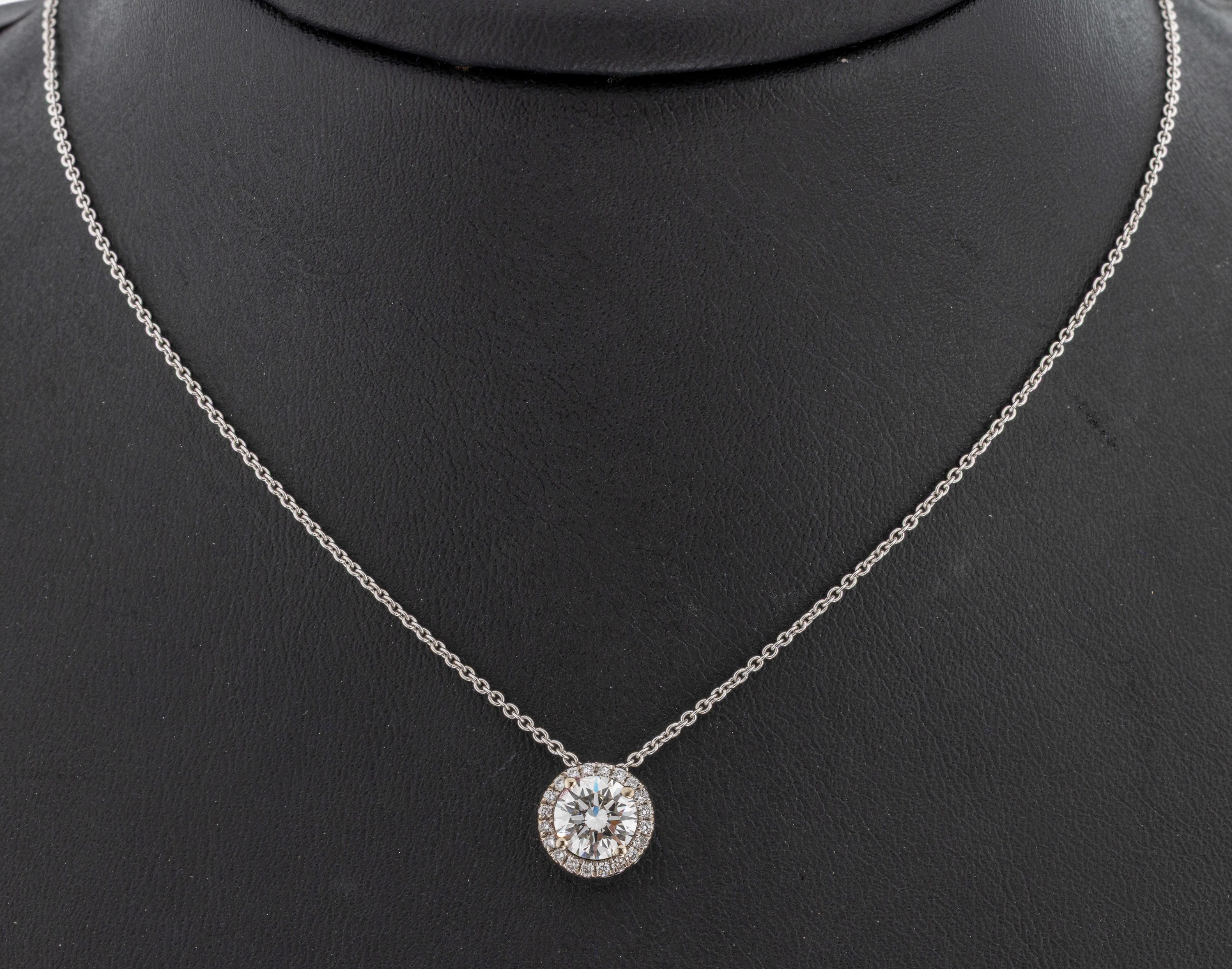 Image 27069884 - 18 kt Gold Brillant-Collier, WG 750/000, mittig Brillant ca. 0.96 ct feines ...