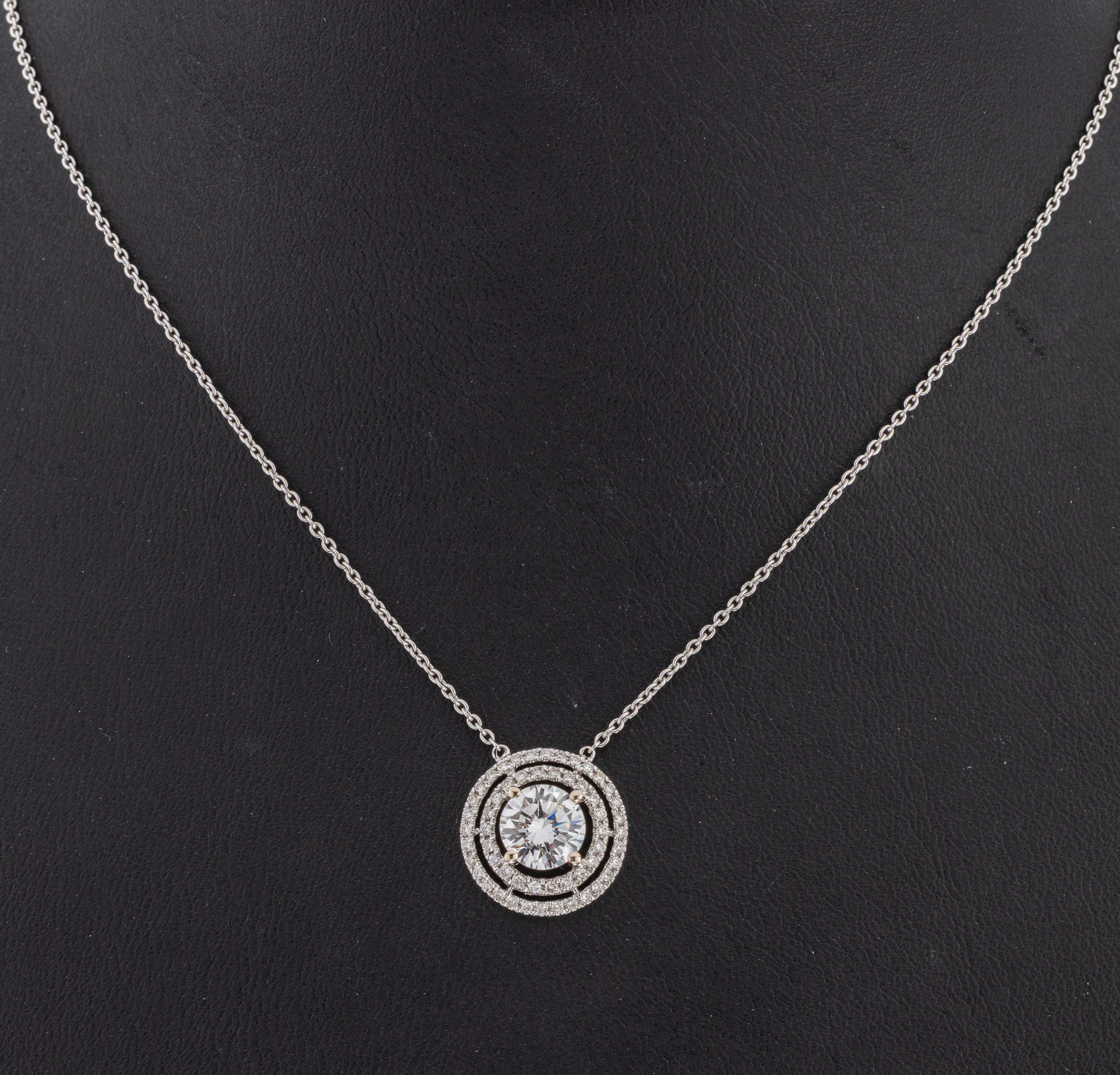 Image 27069887 - 18 kt Gold Brillant-Collier, WG 750/000, mittig Brillant ca. 1.03 ct feines Weiß ...