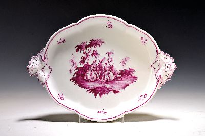 Image Anbietschale, KPM Berlin, um 1950, Porzellan, purpurfarbene Camaieumalerei von ...